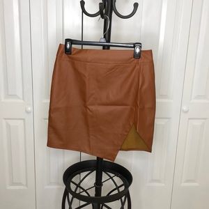 Brown pleather mini skirt